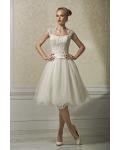 Charming A-line Straps Beading&Sequins Lace Knee-length Organza Wedding Dresses