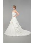 Classical Ball Gown Lace Taffeta Wedding Dress with Flowers 