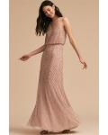  Sheath/Column V-neck Sleeveless Beading Floor-length Long Tulle Prom Dresses