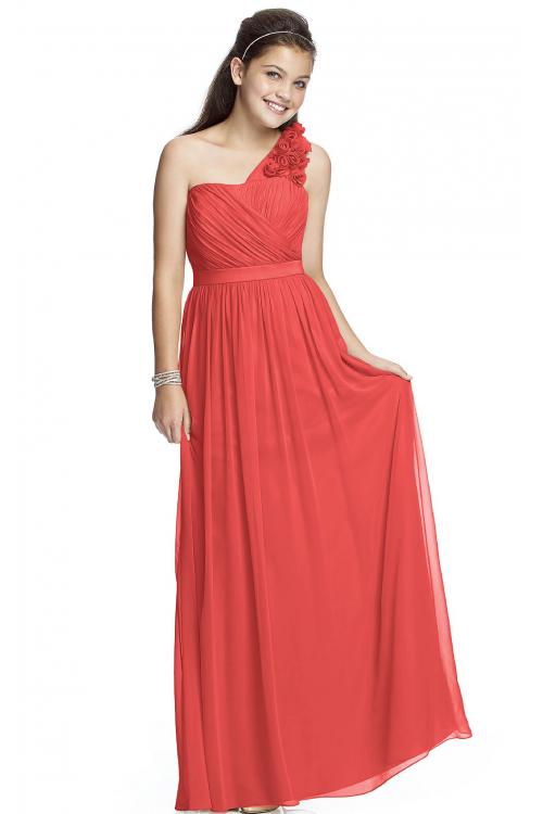 One Shoulder A-line Natural Chiffon Zipper Bridesmaid Dresses