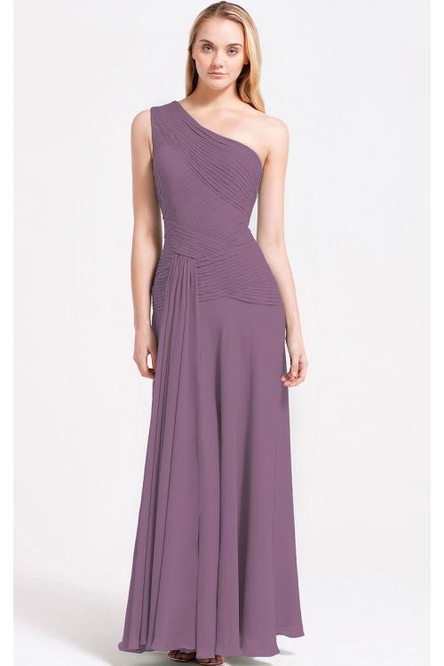 Zipper A-line Sleeveless Floor-length One Shoulder Bridesmaid Dresses