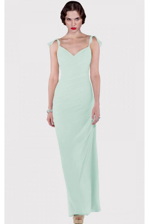 Zipper Sheath Cap Sleeves Floor-length Dropped Bridesmaid Dresses