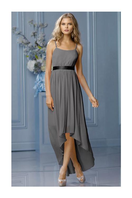 High Low Natural None A-line Sleeveless Chiffon Bridesmaid Dresses