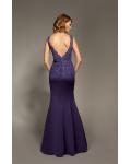 Bateau Neck Sequin Beaded Lace Bodice Sheath Long Satin Mother of the Bride Dress 