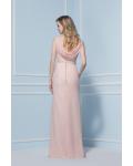 Scoop Neck Sleeveless Sheath Pearl Pink Chiffon Bridesmaid Dress with Crystal Band 