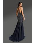  Elegant & Luxurious Designer Trumpet/Mermaid V-neck Sleeveless Beading Sweep/Brush Train Long Tulle Cocktail Dresses
