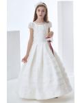Nectarean Ball Gown Short Sleeve Bow(s) Floor-length Organza Communion Dresses 