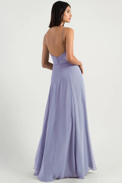 Simple Spaghetti Straps Sleeveless Empire Waist Split Floor-length Long Chiffon Bridesmaid Dresses