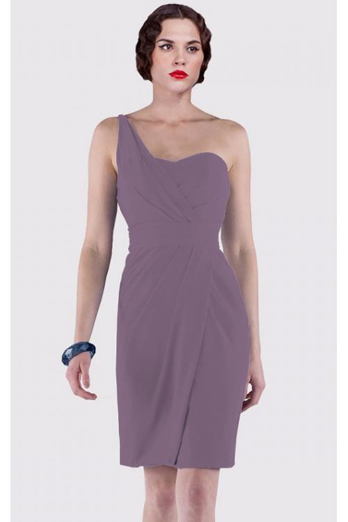 Sheath Natural Sleeveless Knee-length One Shoulder Bridesmaid Dresses