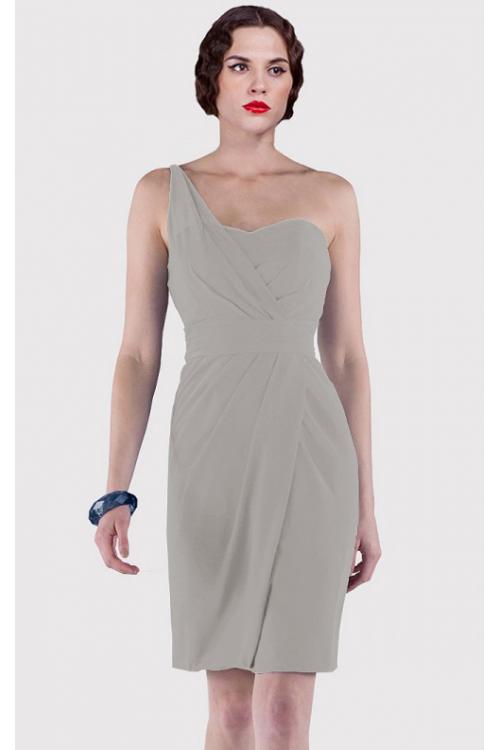 Sheath Natural Sleeveless Knee-length One Shoulder Bridesmaid Dresses