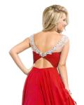 Fashion Cap Sleeved Crystal Detailling Short A-line V Back Chiffon Prom Dress 