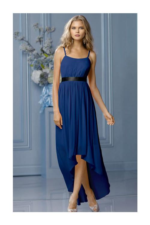 High Low Natural None A-line Sleeveless Chiffon Bridesmaid Dresses