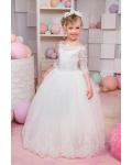  Princess Off-the-shoulder Half Sleeve Lace Floor-length Long Tulle Flower Girl Dresses