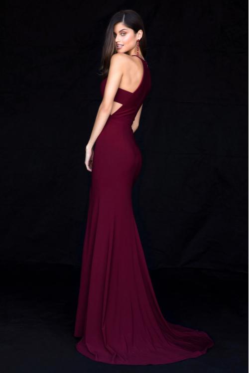 Chic Modern High Slit Long Jersey Prom Dress