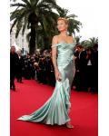 Elegant Charlize Theron Oscars 2014 Dior Mint Fit Flared Satin Prom Dress 