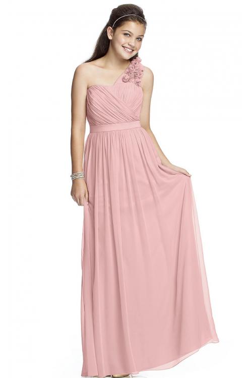 One Shoulder A-line Natural Chiffon Zipper Bridesmaid Dresses