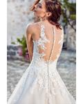 Illusion V Neck Princess A-line Lace Appliques Wedding Dress