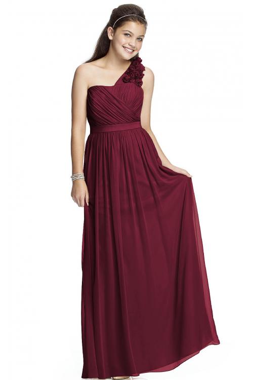 One Shoulder A-line Natural Chiffon Zipper Bridesmaid Dresses