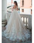 Beautiful Illusion Neck Ball Gown Long Sleeves Lace overlay Tulle Wedding Dress