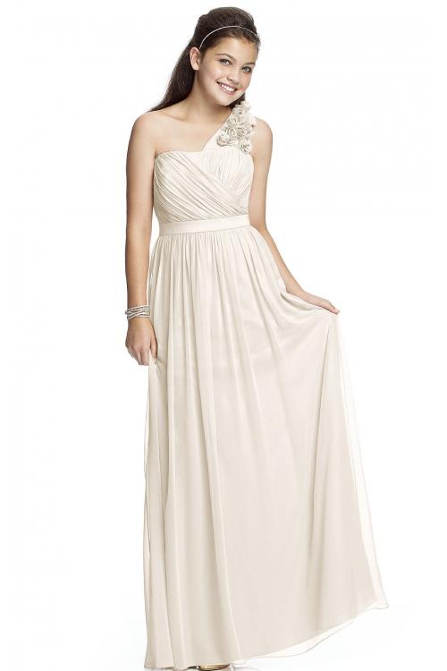 One Shoulder A-line Natural Chiffon Zipper Bridesmaid Dresses