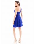 One Shoulder Pleated Short Tulle Bridesmaid Dress 