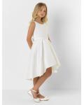 High Low Sleeveless Pleated Princess Satin FLower Girl Dress