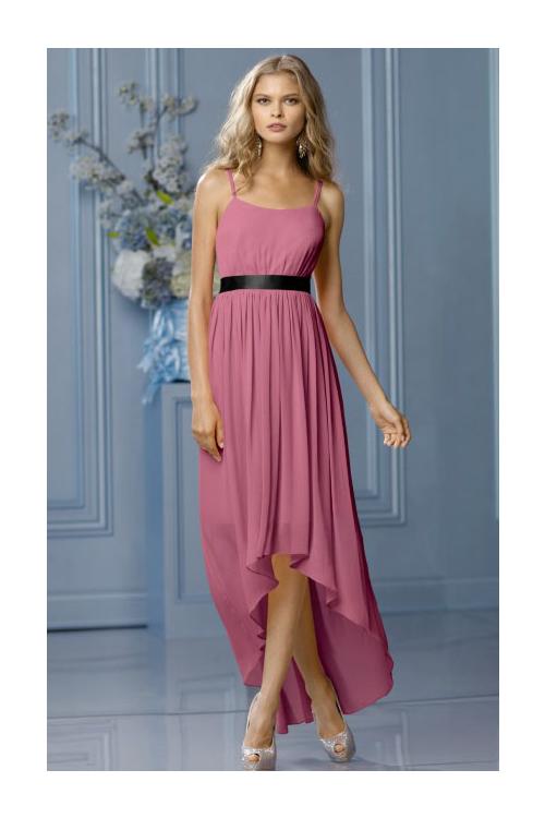 High Low Natural None A-line Sleeveless Chiffon Bridesmaid Dresses