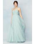 Shoulder Straps Pleated Long Tulle Bridesmaid Dress 