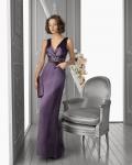 Charming Sheath/Column Straps V-neck Crystal Detailing Floor-length Satin Prom Dresses 