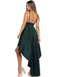 High Low Spaghetti Straps Long Satin Ball Gown Prom Dress