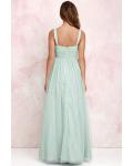 Shoulder Straps Pleated Long Tulle Bridesmaid Dress 