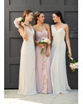 Blush A-line Strapless Sweetherat Pleated Long Chiffon Bridesmaid Dress 