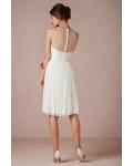  A-line Scoop Neckline Sleeveless Lace Appliques Top Empire Waist Knee-length Short Wedding Dresses with Beading Sash