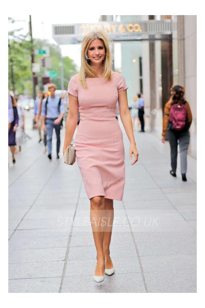 Ivanka Trump Short Sleeve Knee Length Elegant Peach Dress 