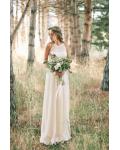 Simple Halter Jewel Neck A-line Chiffon Wedding Dress 