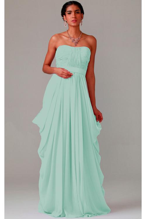 Zipper Chiffon Floor-length Strapless A-line Bridesmaid Dresses