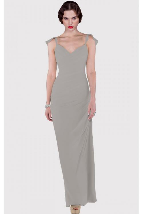 Zipper Sheath Cap Sleeves Floor-length Dropped Bridesmaid Dresses