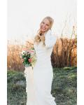 Long Sleeves Lace Trumpet Bohemian Hippie Ivory Jersey Rustic Wedding Dress 