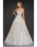 Elegant Cheap A-line Spaghetti Straps Sweetheart Sleeveless Lace Appliques Court Train Long Tulle Wedding Dresses