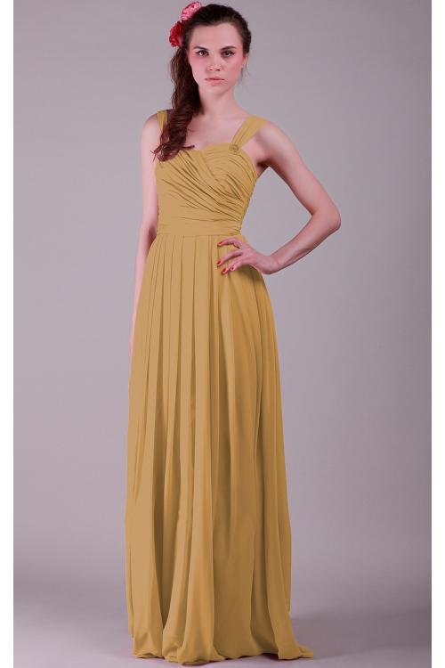 Chiffon Lace-up Sleeveless Natural Floor-length Bridesmaid Dresses