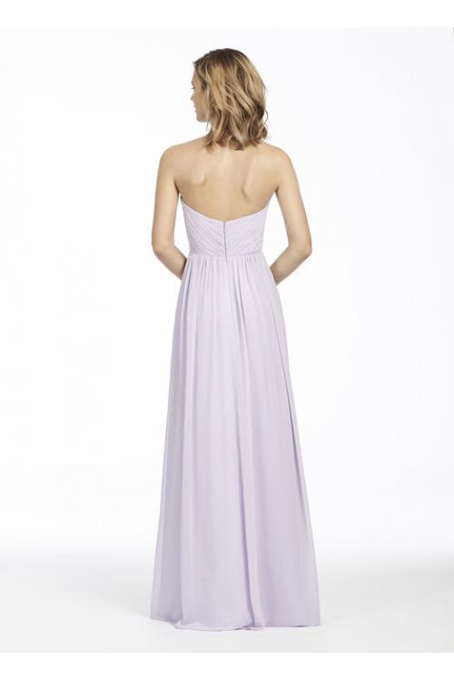 Flowy Long Chiffon Strapless Sweetheart Lilac Bridesmaid Dress