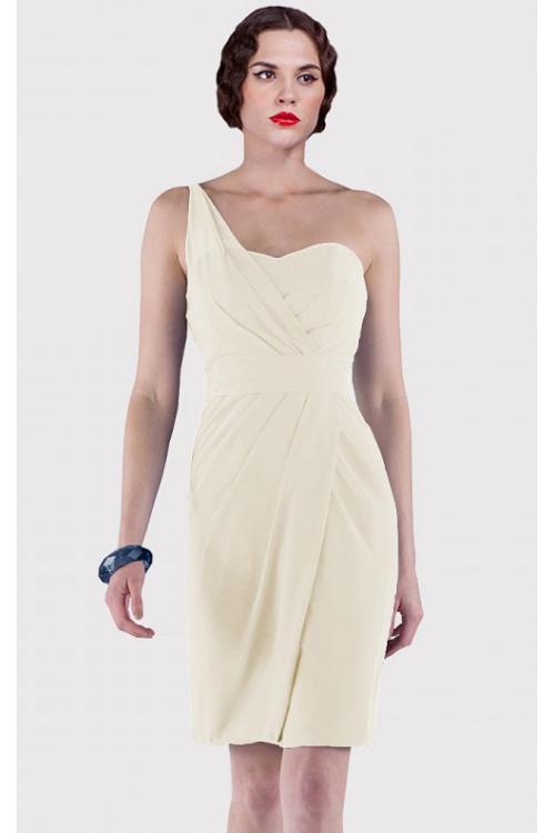 Sheath Natural Sleeveless Knee-length One Shoulder Bridesmaid Dresses