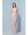 Scoop Neck Sleeveless Sheath Pearl Pink Chiffon Bridesmaid Dress with Crystal Band 