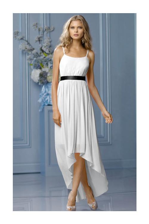 High Low Natural None A-line Sleeveless Chiffon Bridesmaid Dresses