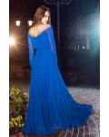  A-line Bateau Neckline Long Sleeves Beading Floor-length Long Chiffon Cocktail Dresses with Buttons Back
