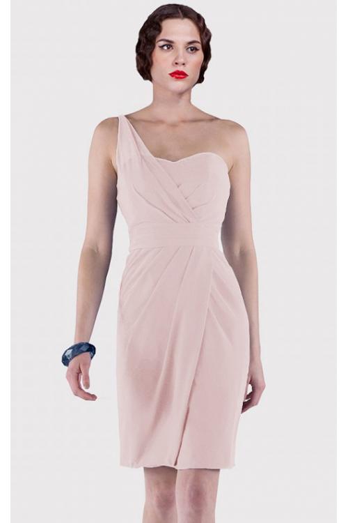 Sheath Natural Sleeveless Knee-length One Shoulder Bridesmaid Dresses