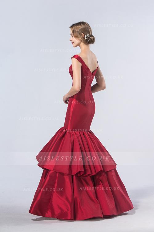  Mermaid Shoulder Straps Ruffles Floor-length Long Prom Dress