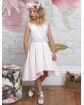 High Low Sleeveless Pleated Princess Satin FLower Girl Dress
