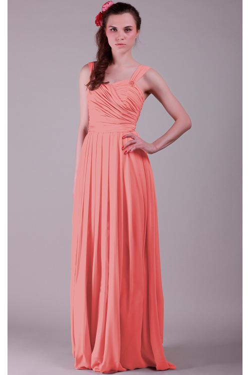 Chiffon Lace-up Sleeveless Natural Floor-length Bridesmaid Dresses