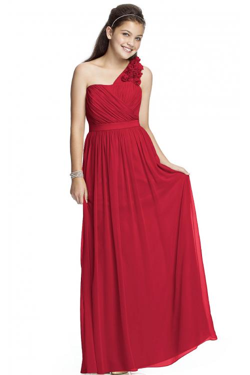 One Shoulder A-line Natural Chiffon Zipper Bridesmaid Dresses